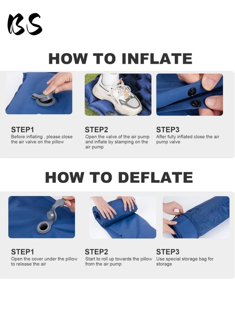 BS Single Camping Sleeping Mat | Ultralight Camping Mat | With Pillow | Built-in Foot Pedal Air Pump | Inflatable Sleeping Mat | Lightweight and Portable | Suitable for Camping | Backpacking | Hiking | Tent Camping. - Image 4