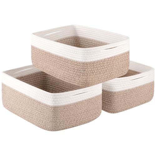OIASKET Storage Baskets for Organizing 3 Pack Woven Baskets for Shelves Closet Organizer Bins Empty Gift Basket Toy Storage for Toys Books Towels Clothes 15x1142x67 Yellow - Image 1