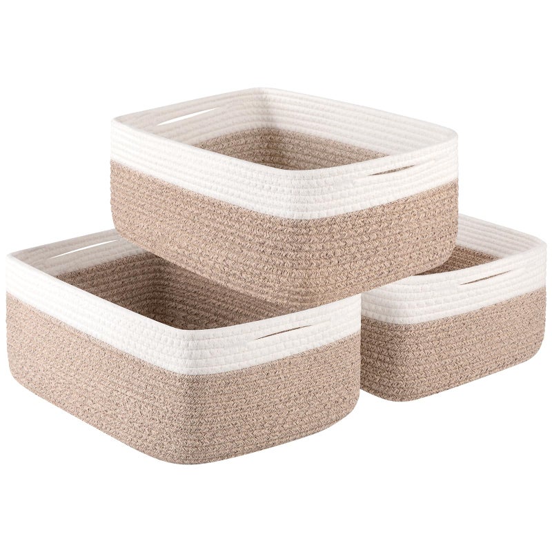 OIASKET Storage Baskets for Organizing 3 Pack Woven Baskets for Shelves Closet Organizer Bins Empty Gift Basket Toy Storage for Toys Books Towels Clothes 15x1142x67 Yellow - Image 2