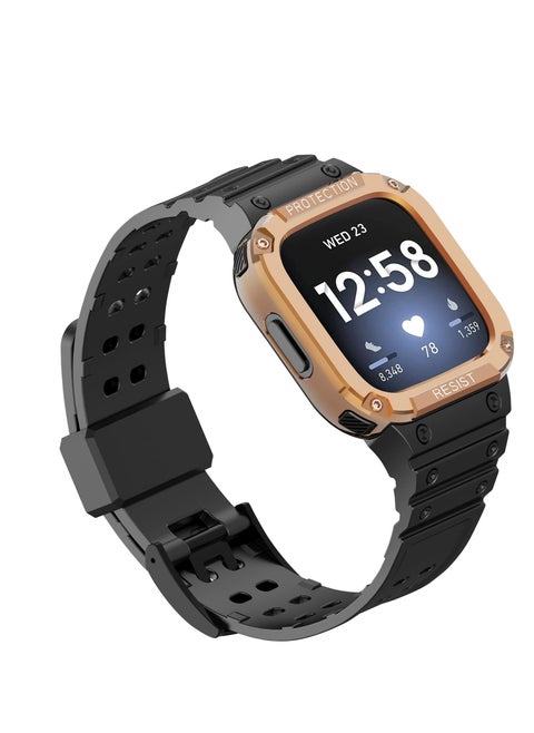 For Fitbit Versa 3 Straps, Durable TPU Sport Wristband, Adjustable Wristband for Women Men, with Bumper Protective Cover Bands Fit for Fitbit Versa 2, Versa Lite, Versa SE, Versa 3, Versa 4