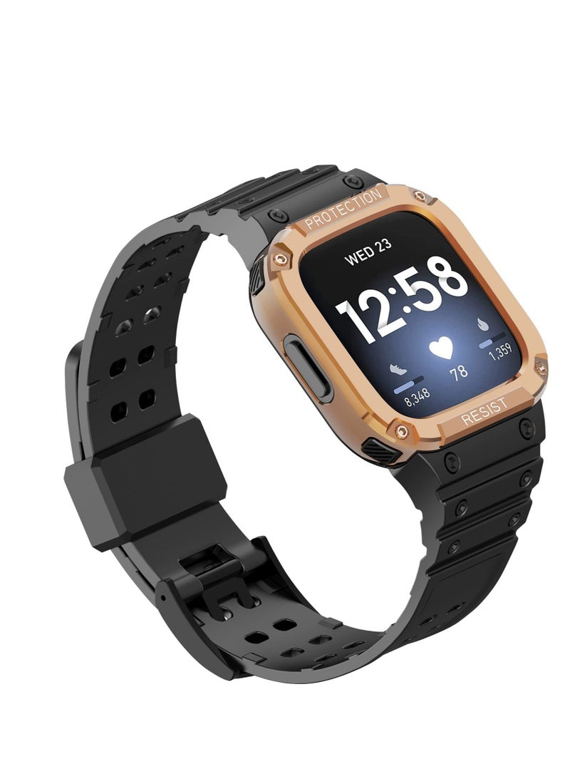 Excefore - For Fitbit Versa 3 Straps, Durable TPU Sport Wristband, Adjustable Wristband for Women Men, with Bumper Protective Cover Bands Fit for Fitbit Versa 2, Versa Lite, Versa SE, Versa 3, Versa 4 - Image 1