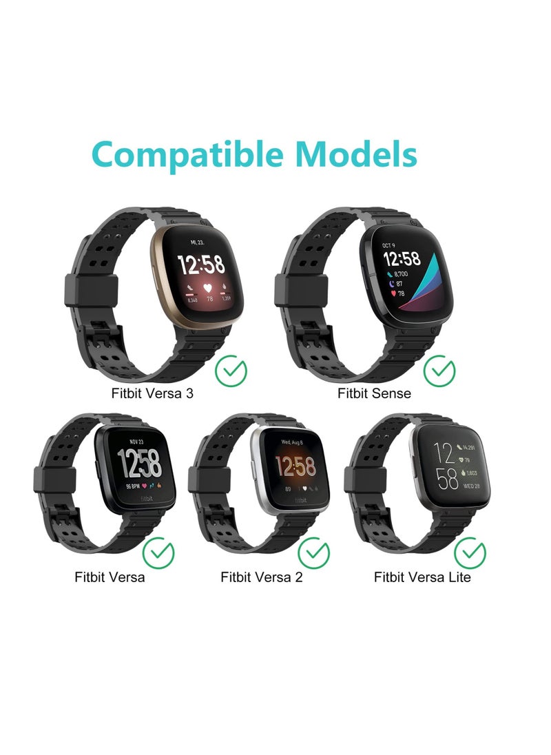 Excefore - For Fitbit Versa 3 Straps, Durable TPU Sport Wristband, Adjustable Wristband for Women Men, with Bumper Protective Cover Bands Fit for Fitbit Versa 2, Versa Lite, Versa SE, Versa 3, Versa 4 - Image 1