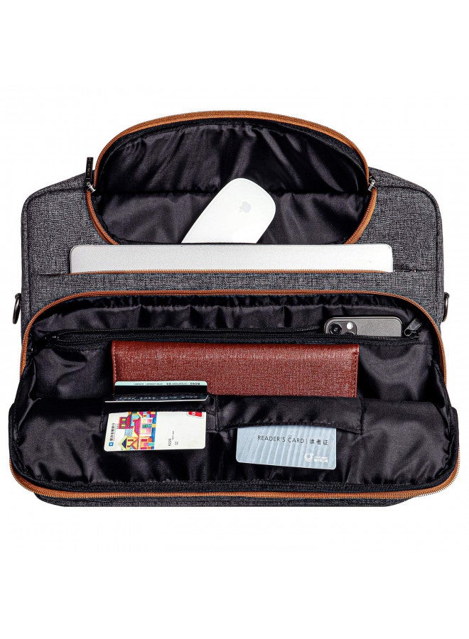 DOMISO 17 Inch Multi-Functional Laptop Sleeve Business Briefcase Waterproof Messenger Shoulder Bag Compatible with 17"-17.3" Notebooks/Dell/Acer/HP/MSI/ASUS, Dark Grey - Image 3