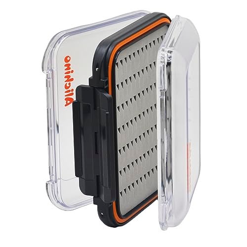 Alichino Fly Box for Fly Files Ice Jig Box Two Sided Waterproof Fly Fishing Box for Nymphs and Streamers (Grey Foam Insert, S 4.9 * 4 * 1.6 Inch) - Image 1