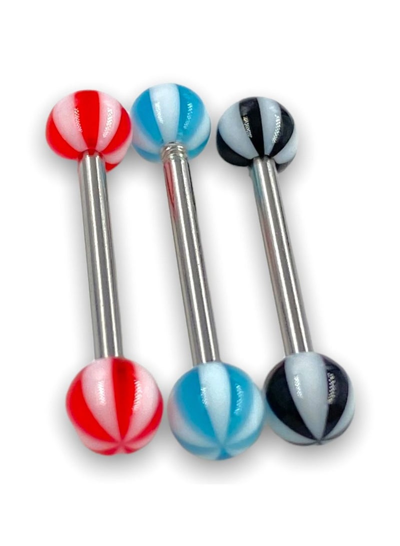 إكس 8 بودي هاردوير قضيب حلوى أكريليك من الفولاذ المقاوم للصدأ 316L أحمر وأسود وأزرق