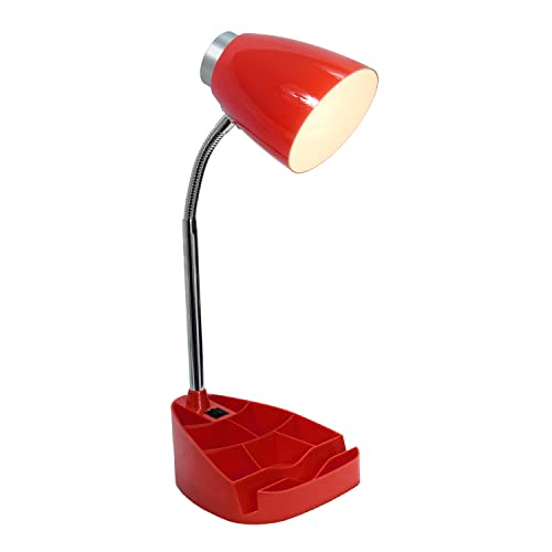 Simple Designs LD1002-RED Gooseneck Organizer Desk Lamp with iPad Tablet Stand Book Holder, Red - Image 5