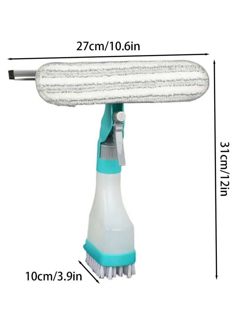 Generic - Multifunction Window Cleaner Tool, 4 in 1 Kit with Spray Bottle, Squeegee, and Microfiber Washer Head - Home Glass Refillable Bottle Built-in Squeegee, Scrub Pad Spray - Image 1