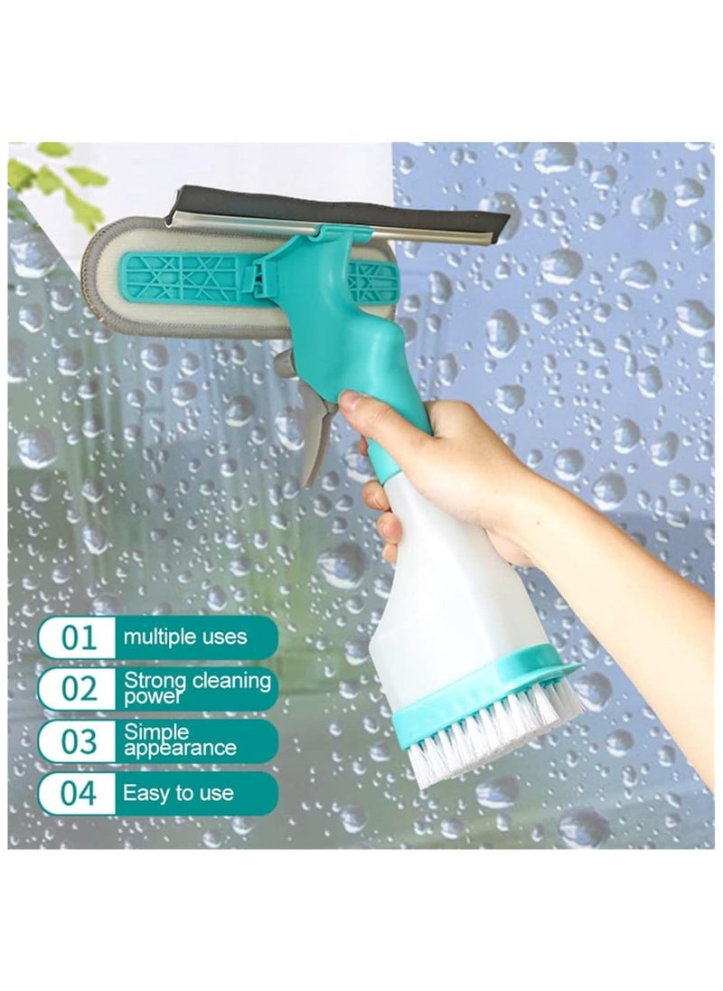 Generic - Multifunction Window Cleaner Tool, 4 in 1 Kit with Spray Bottle, Squeegee, and Microfiber Washer Head - Home Glass Refillable Bottle Built-in Squeegee, Scrub Pad Spray - Image 1