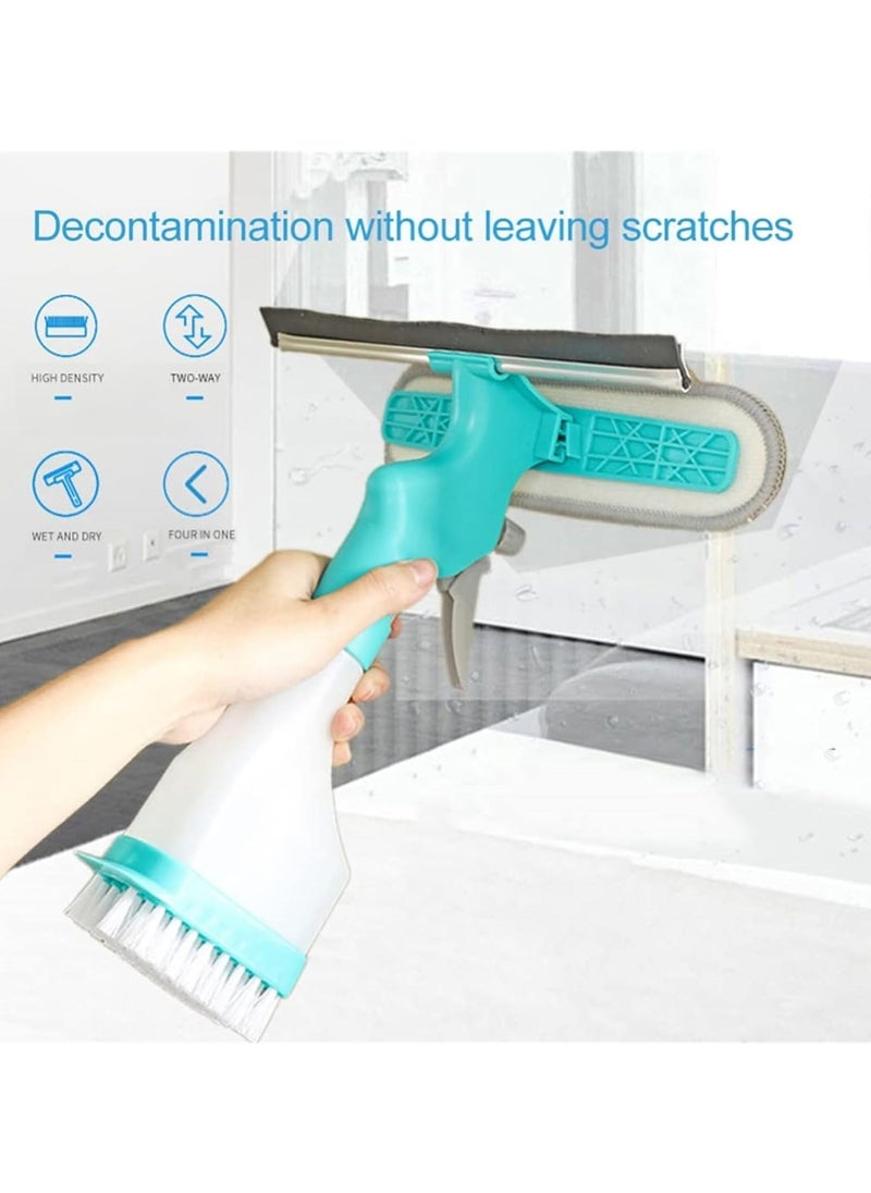 Generic - Multifunction Window Cleaner Tool, 4 in 1 Kit with Spray Bottle, Squeegee, and Microfiber Washer Head - Home Glass Refillable Bottle Built-in Squeegee, Scrub Pad Spray - Image 1