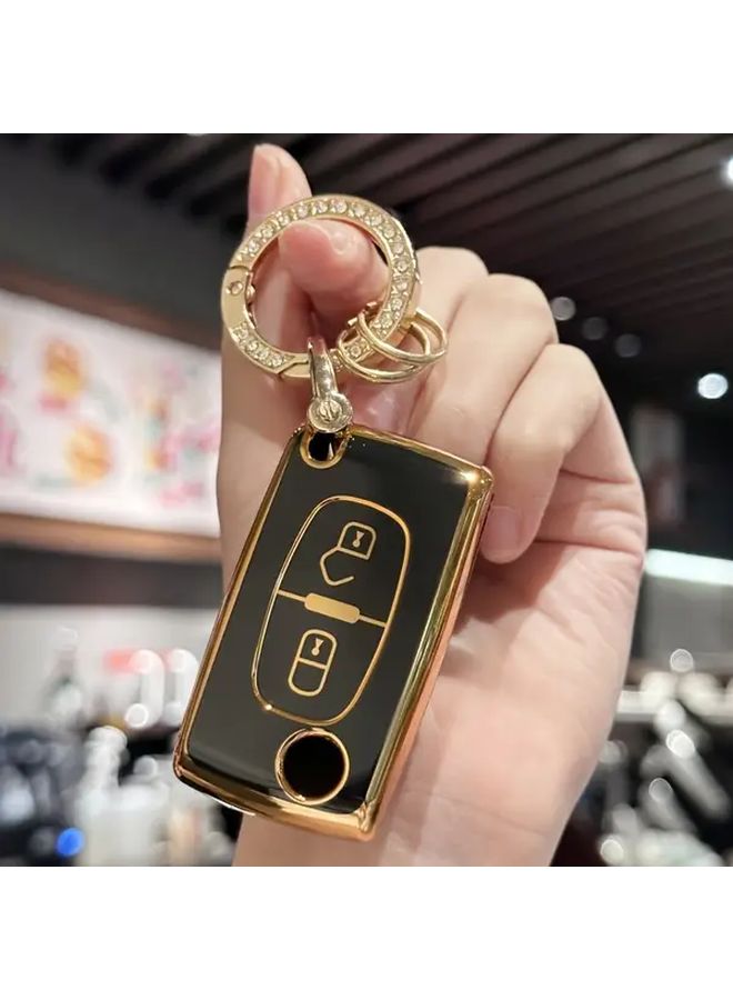 غطاء مفتاح قابل للطي من TPU الأسود لسيارات بيجو سيتروين 207 و307 و308 و407 و3008 و5008 - Image 2