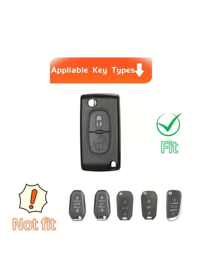 غطاء مفتاح قابل للطي من TPU الأسود لسيارات بيجو سيتروين 207 و307 و308 و407 و3008 و5008 - Image 5
