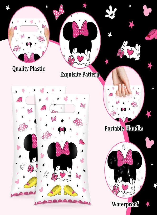 Reyoust 50 Pieces Pink Mouse Small Party Favor Bags Cute Mouse Head Birthday Plastic Gift Treat Bags for Kids Girls Pink Birthday Candy Snack Bag Baby Shower Party Supplies - Image 3
