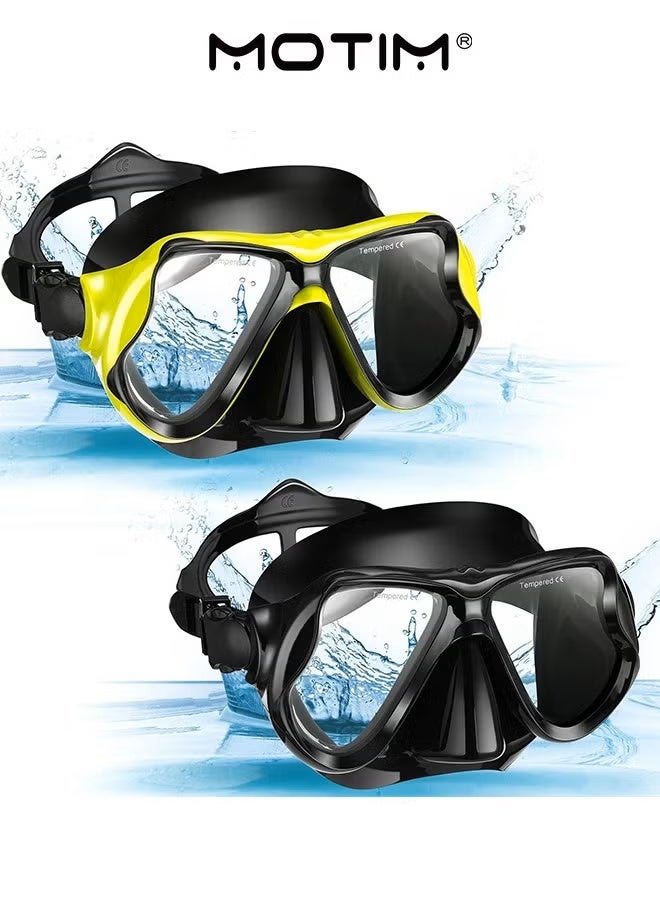 Motim 2PCS Diving Mask Adult Swimming Snorkel Mask Clear View Swimming Goggles with Nose Cover Anti Fog Swim Mask Tempered Glass Snorkeling Goggles for Diving Swimming  - Image 2
