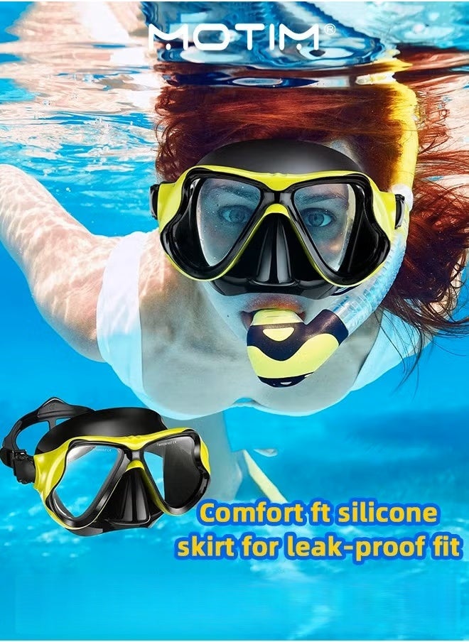 Motim 2PCS Diving Mask Adult Swimming Snorkel Mask Clear View Swimming Goggles with Nose Cover Anti Fog Swim Mask Tempered Glass Snorkeling Goggles for Diving Swimming  - Image 3