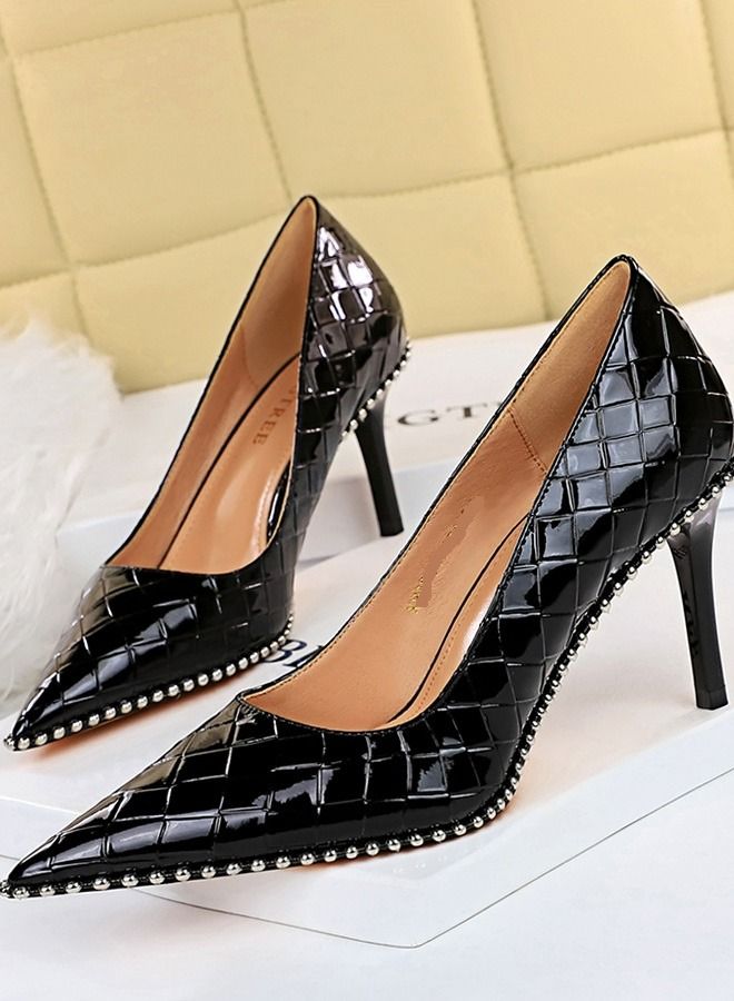 BIGTREE كعب عالي مدبب ضيق 8 سم أسود - Image 1