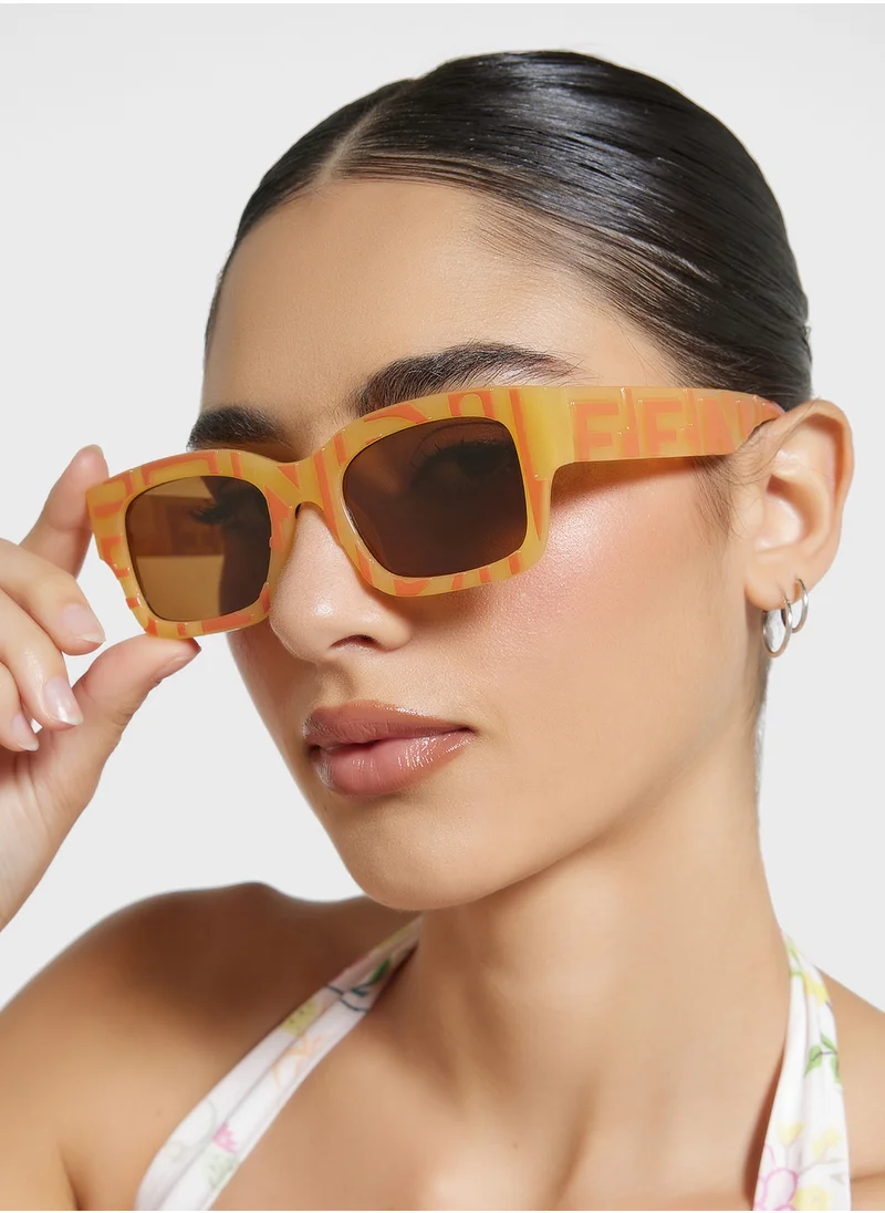 Ginger Stripe Detail Wayfarer Sunglasses