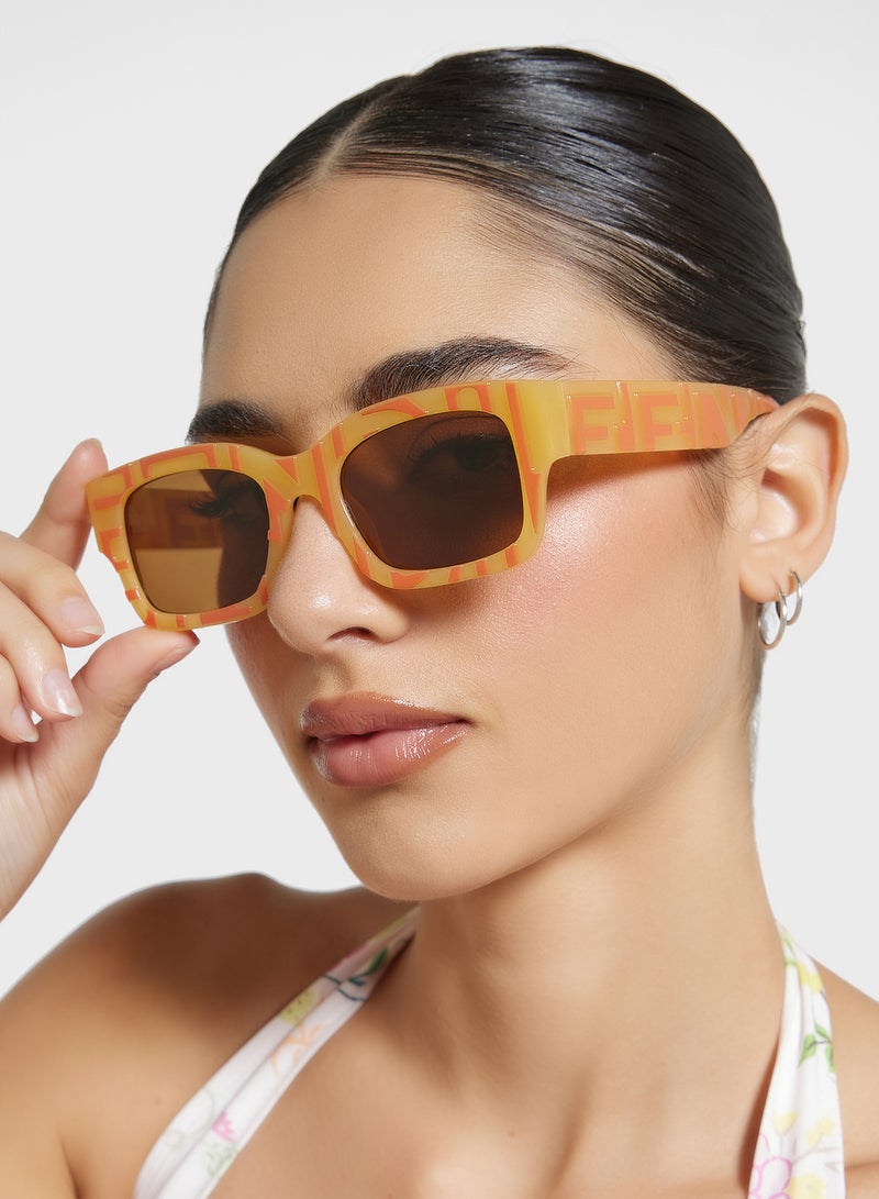 Ginger Stripe Detail Wayfarer Sunglasses  - Image 4