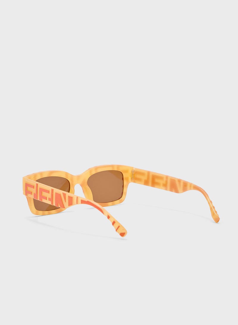 Ginger Stripe Detail Wayfarer Sunglasses  - Image 2