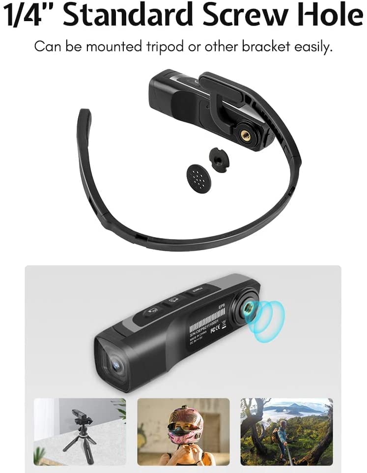 ORDRO EP8 4K Camcorder, Head-Mounted Video Camera for Vlog with 2-Axis Gimbal Stabilizer, 60FPS Vlog Hands Free Wearable Camera, Auto Focus, Wi-Fi APP Control, Remote Control - Image 5
