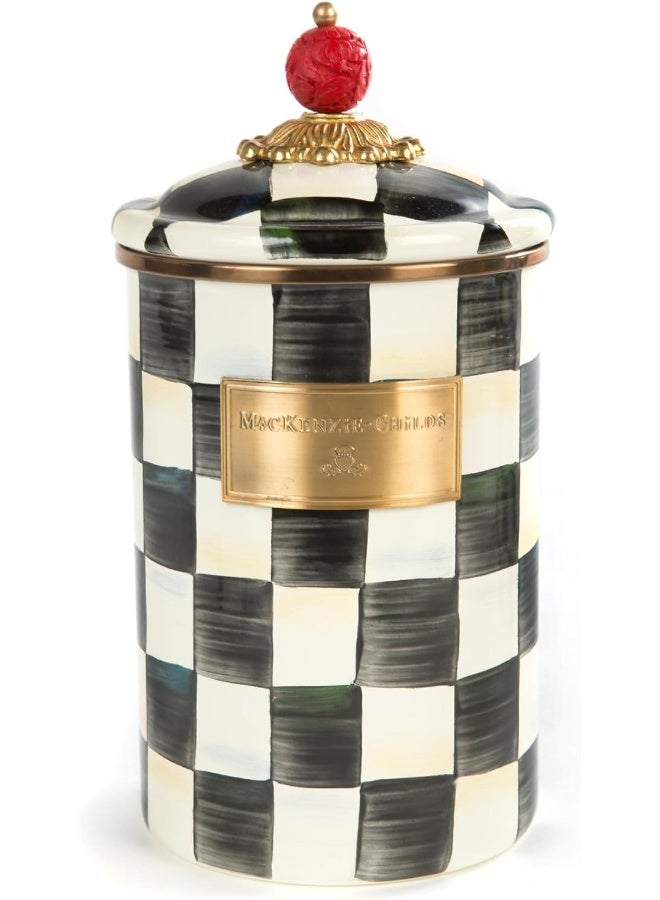 MacKenzie-Childs Courtly Check Canister with Lid, Sugar, Coffee, or Flour Container, Large - Image 1