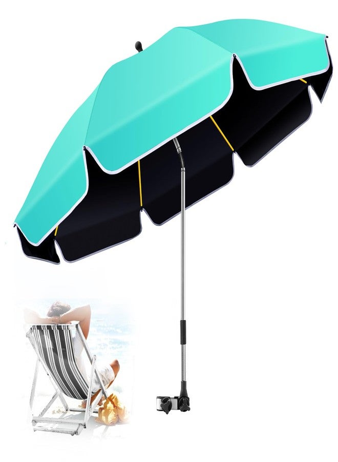 QTREE intelligence 48.8 inch Large Beach Umbrella with Clamp Sun Shade for Beach Chair, 360°Adjustable UV Protection Golf Umbrella with Clip for Outdoor Patio Stroller Wheelchair - Image 1