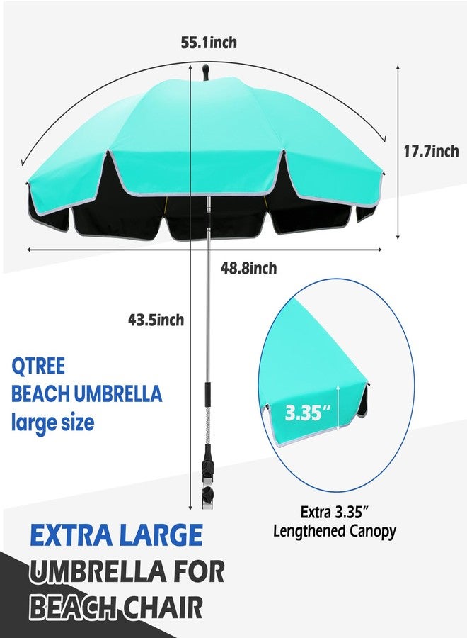 QTREE intelligence 48.8 inch Large Beach Umbrella with Clamp Sun Shade for Beach Chair, 360°Adjustable UV Protection Golf Umbrella with Clip for Outdoor Patio Stroller Wheelchair - Image 2