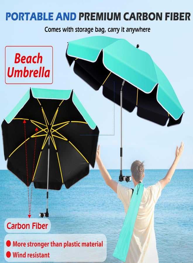 QTREE intelligence 48.8 inch Large Beach Umbrella with Clamp Sun Shade for Beach Chair, 360°Adjustable UV Protection Golf Umbrella with Clip for Outdoor Patio Stroller Wheelchair - Image 3