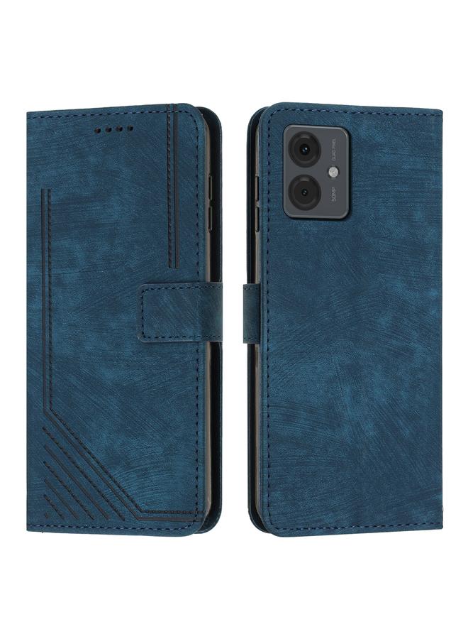 اس-توب جراب لهاتف Motorola Moto G14 مصنوع من الجلد بتصميم مخطط مع حبل تعليق - Image 2