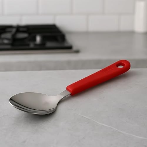 SUPERMOM Spoon Set for Kitchen 6 Pc – Stainless Steel Spoons with Plastic Handle – Baby Feeding & Kids Cutlery – Durable, Rust-Resistant, Dining Spoon Set for Home Kitchen, Dinning & Daily Use (Red) - Image 4