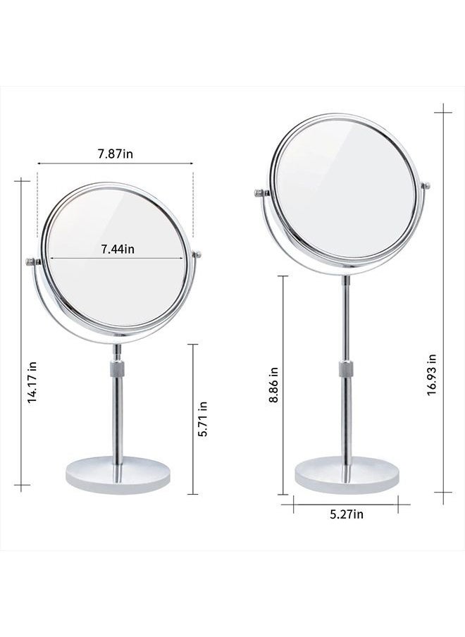 Nicesail Tabletop Makeup Mirror 8 Inch Double-Sided with 7X Magnification, Freestanding Mirror with Pedestal for Shaving, Height Adjustable Chrome Finish (8 Inch, 7X)  - Image 3