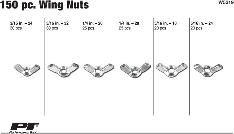 Performance Tool W5219 150pc Wing Nut Assortment With Case - Image 2
