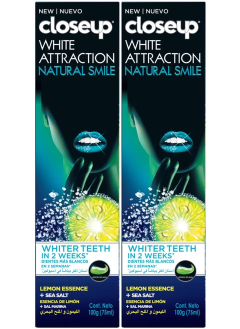 White Attraction Gel Toothpaste Lemon Essence And Sea Salt Pack Of 2