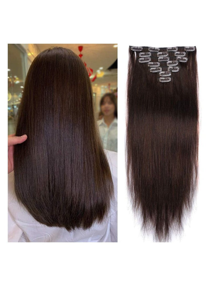 Estelle Clip On Nature Hair Extensions Straight Dark Brown 100g 7 Pieces 16 Clips - Image 1