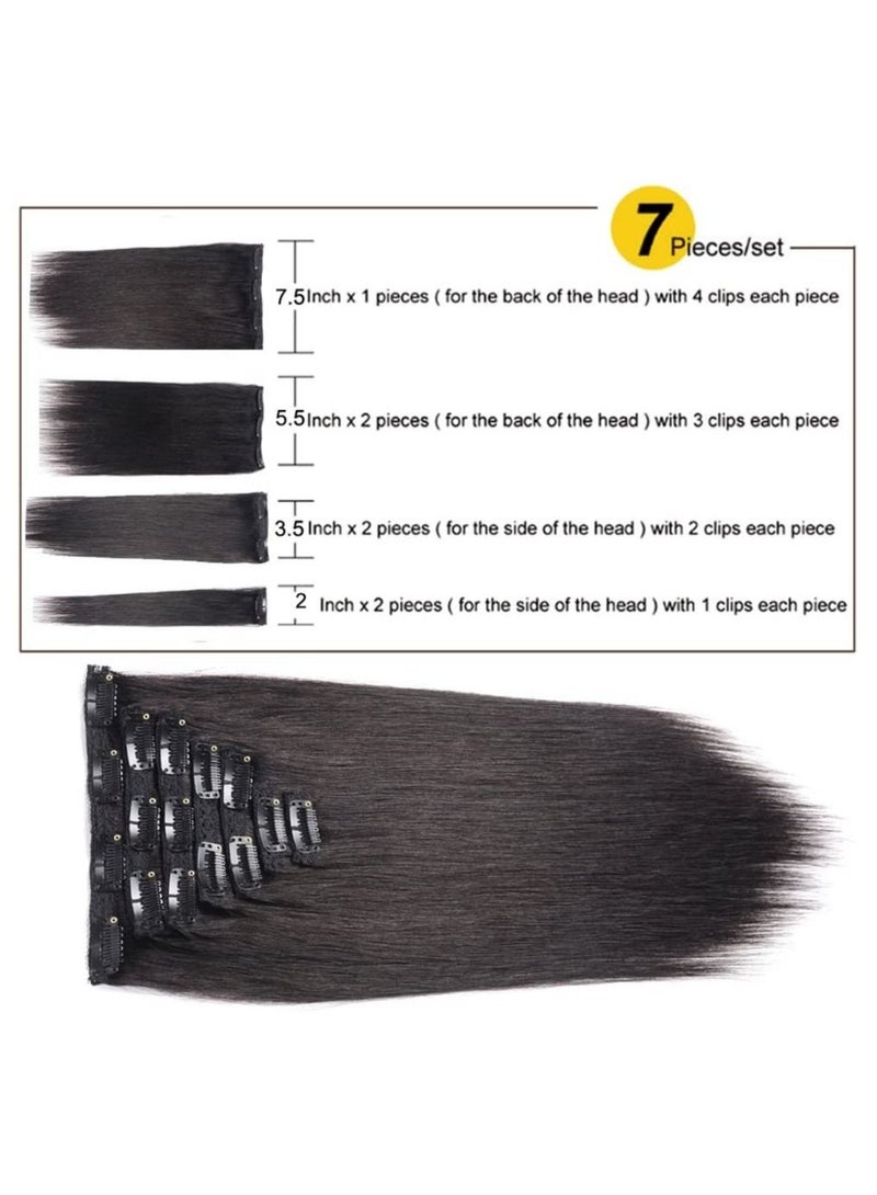 Estelle Clip On Nature Hair Extensions Straight Dark Brown 100g 7 Pieces 16 Clips - Image 5
