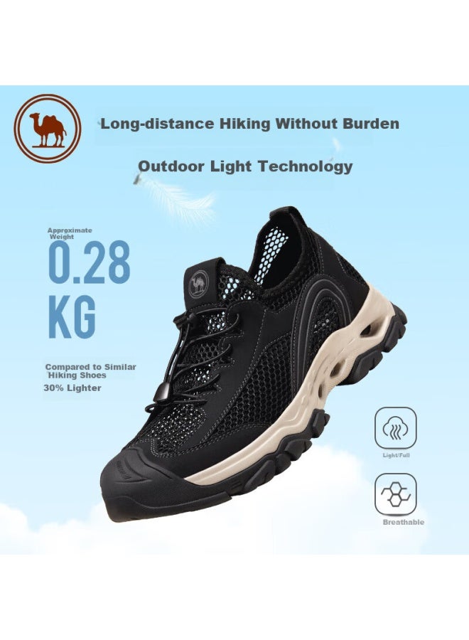 CAMELJEANS Camel Men's Outdoor Soft Bulletproof Hiking Shoes With Mesh Breathable Casual Shoes P14m379003 Black 41 - Image 1