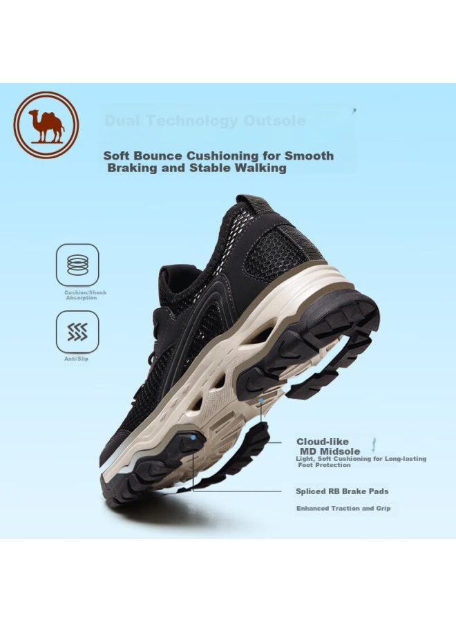 CAMELJEANS Camel Men's Outdoor Soft Bulletproof Hiking Shoes With Mesh Breathable Casual Shoes P14m379003 Black 41 - Image 2