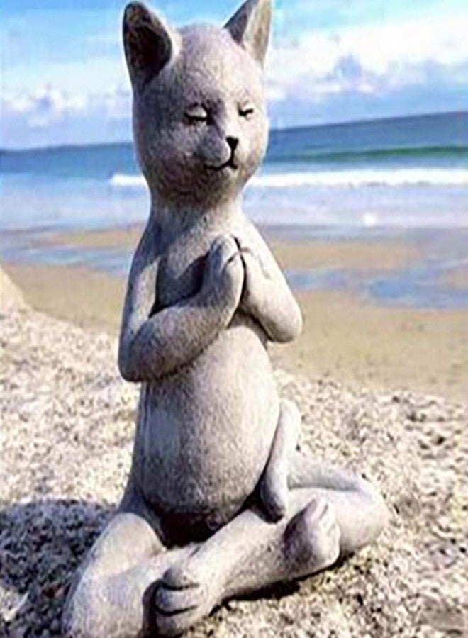 Mrisata Yoga Cat Meditating Cat Statue Buddha Zen Figurine Art Statue Sculptures Ornament, Resin Meditation Decorative Sculpture Decoration for Indoor Outdoor Home Patio Yard Lawn Garden Decor - Image 5