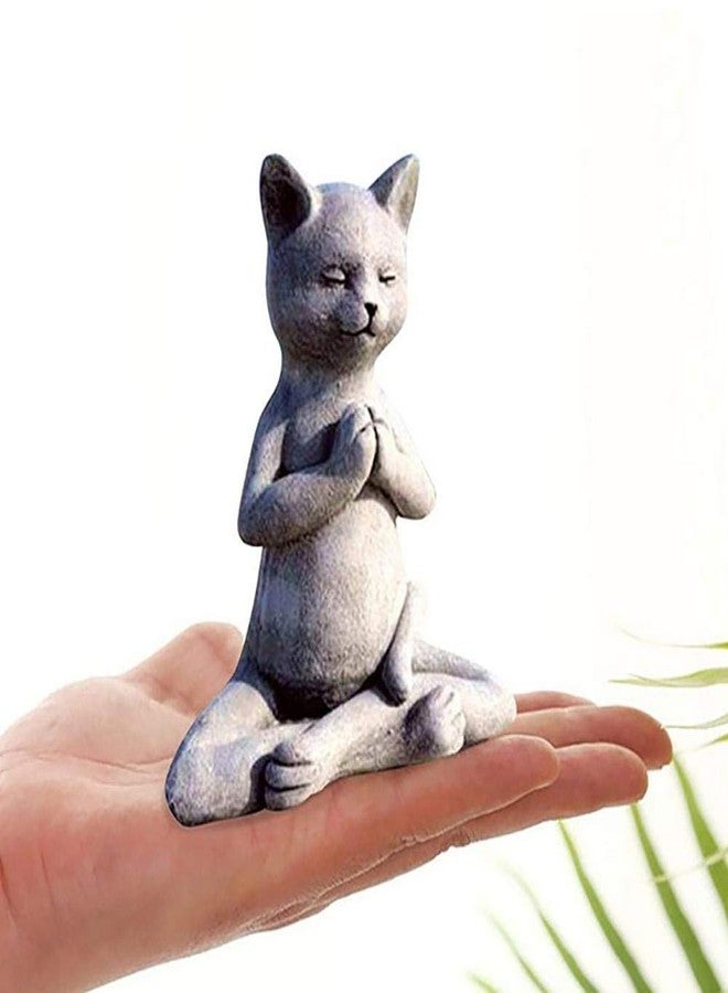 Mrisata Yoga Cat Meditating Cat Statue Buddha Zen Figurine Art Statue Sculptures Ornament, Resin Meditation Decorative Sculpture Decoration for Indoor Outdoor Home Patio Yard Lawn Garden Decor - Image 3