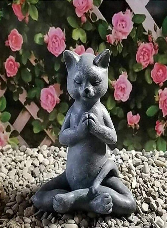 Mrisata Yoga Cat Meditating Cat Statue Buddha Zen Figurine Art Statue Sculptures Ornament, Resin Meditation Decorative Sculpture Decoration for Indoor Outdoor Home Patio Yard Lawn Garden Decor - Image 2