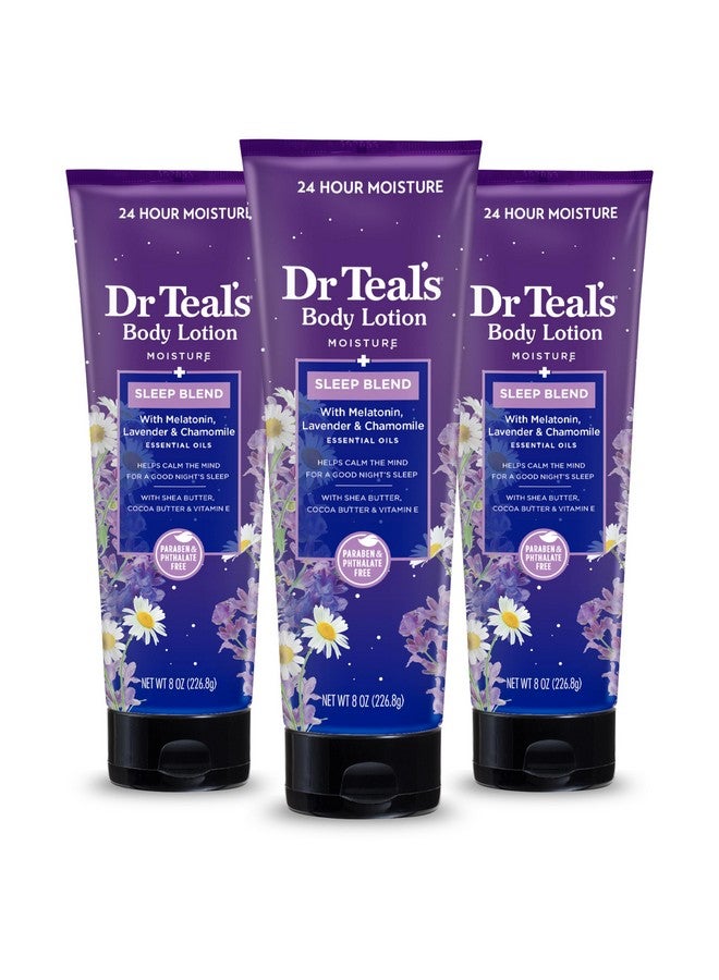 Dr Teal's Dr Teal's Sleep Body Lotion, 24-Hour Moisture, with Melatonin, Lavender & Chamomile Essential Oils, 8 fl oz (Pack of 3)(Packaging May Vary) - Image 1