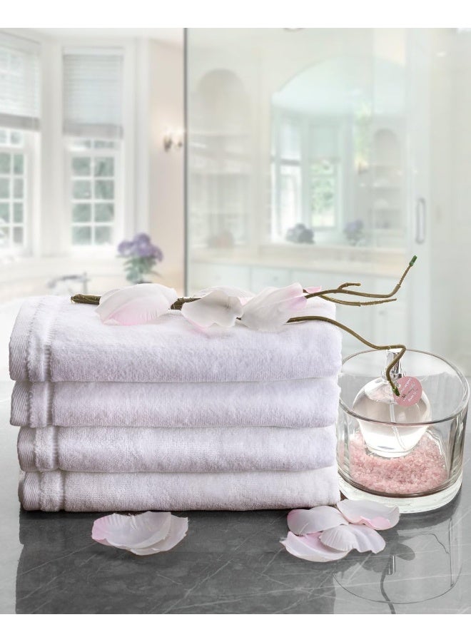 Creative Scents Monogrammed Towels Fingertip, Personalized Gift, 11 x 18 Inches - Set of 4- Silver Embroidered Towel - Extra Absorbent 100% Cotton- Soft Velour Finish - For Bathroom/ Kitchen/ Spa- Initial G (White) - Image 2