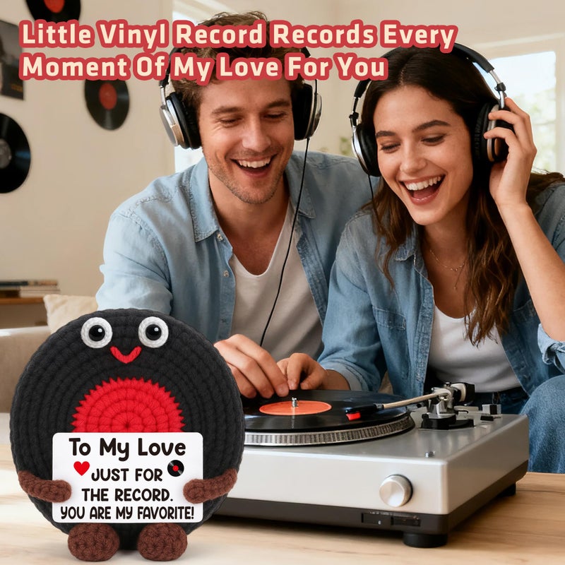 BVXFR Anniversary Boyfriend Husband Gifts for Men Couples, Easter Basket Essentials Stuffers for Men Fathers Day Birthday Gift for Him, To My Love Gift for Her Girlfriend Wife, Handmade Crochet Vinyl Record - Image 4