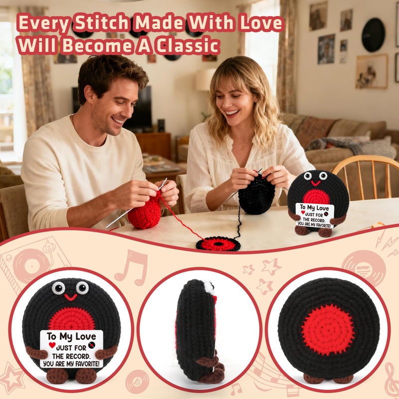 BVXFR Anniversary Boyfriend Husband Gifts for Men Couples, Easter Basket Essentials Stuffers for Men Fathers Day Birthday Gift for Him, To My Love Gift for Her Girlfriend Wife, Handmade Crochet Vinyl Record - Image 5