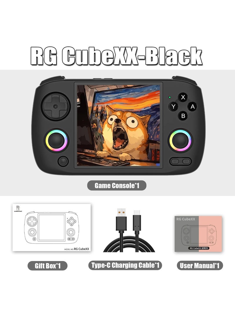 ANBERNIC  RG CubeXX Retro Handheld Game Console 3.95 Inch IPS Screen Linux System Built In 128G TF Card 5056 Games Support HDMI TV Output 5G WiFi Bluetooth 4.2 (Black) - Image 2