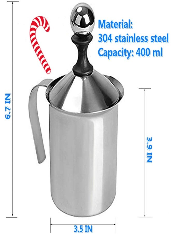 Hyzone 304 Stainless Steel Double-layer Manual Foamer for Milk Coffee, etc. (14 oz) - Image 2