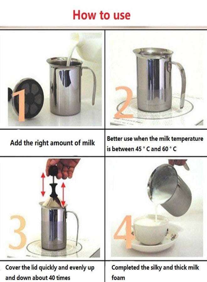 Hyzone 304 Stainless Steel Double-layer Manual Foamer for Milk Coffee, etc. (14 oz) - Image 5