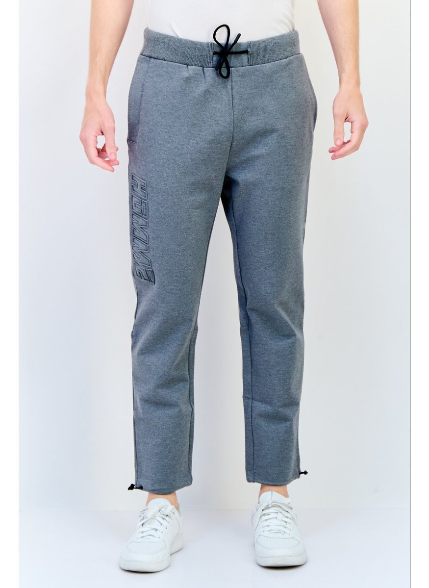 Selected Homme Men Cuffed Fit Brand Logo Sweatpants, Grey  - Image 1