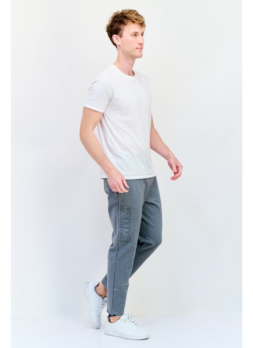 Selected Homme Men Cuffed Fit Brand Logo Sweatpants, Grey  - Image 4