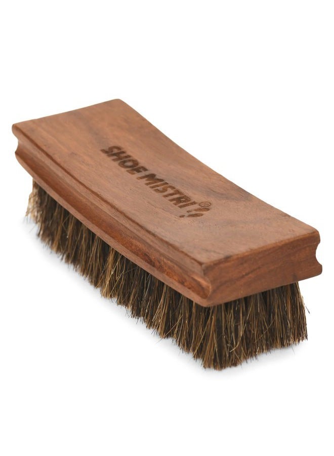 Shoe mistri Shoe Brush - Horsehair Curved, Shoe Buffing Shinning Dusting Brush, Shoe Polish Brush - Concave Handle for Premium Grip - Suitable for Brushing, Polishing, Buffing and Shining - Image 1