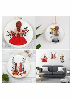 Excefore Embroidery, Embroidery Starter Kits for Adults Beginners with Stamped Pattern, Pack Include Embroidery Floss and Stamped fabric and Needles and Bamboo Hoop, Scissors  - Image 3